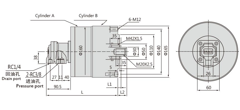 RD-ZN Double Rod Rotating Cylinder with Safety Device