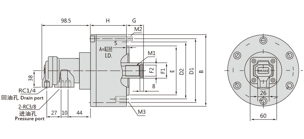 RK Rotating Hydraulic Cylinder with Safety Device