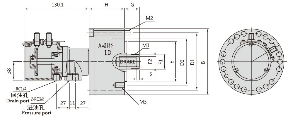 RS-N Rotating Hydraulic Cylinder with Stroke Control